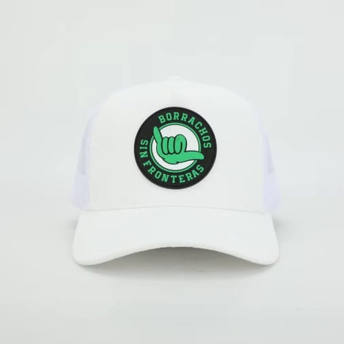 GORRA TRUCKER BLANCA BORRACHOS SIN FRONTERAS