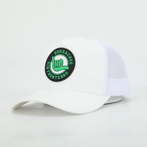 GORRA TRUCKER BLANCA BORRACHOS SIN FRONTERAS